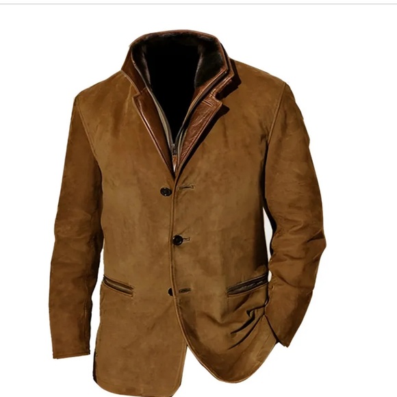 Other - Leather accent blazer with shearling collar